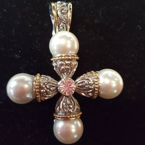 Silver / Gold / Pearl / CZ Cross Pendant